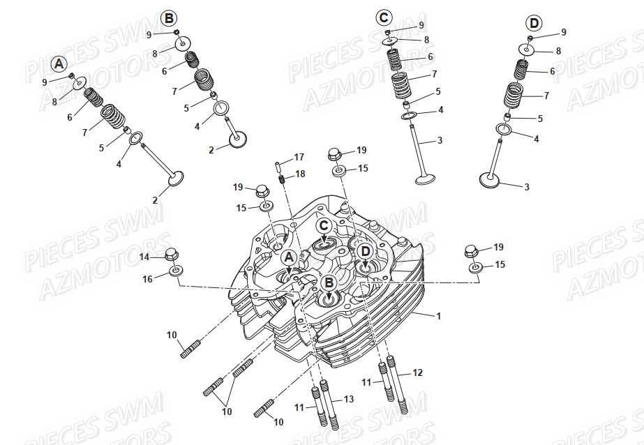 Culasse SWM Pieces SWM Origine GRAN MILANO 440 Euro 4