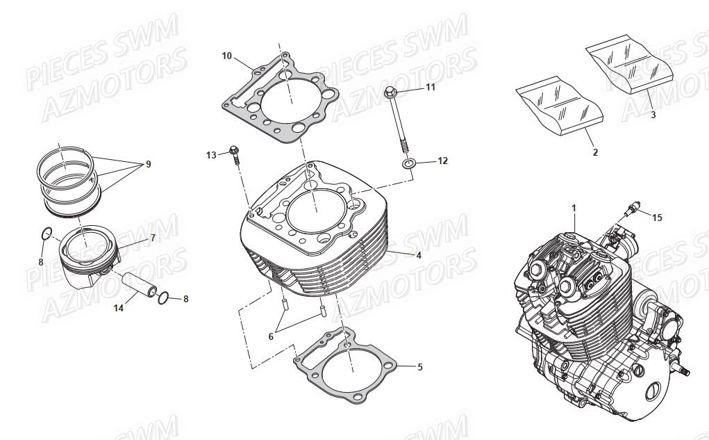 Cylindre SWM Pieces SWM Origine GRAN MILANO 440 Euro 4