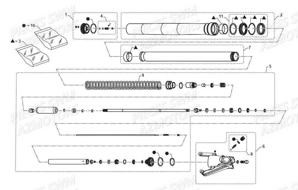 FOURCHE_DROITE SWM Pieces SWM Origine GRAN MILANO 440 Euro 4