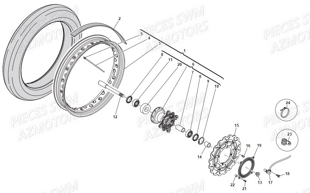 Roue Avant SWM Pieces SWM Origine GRAN MILANO 440 Euro 4
