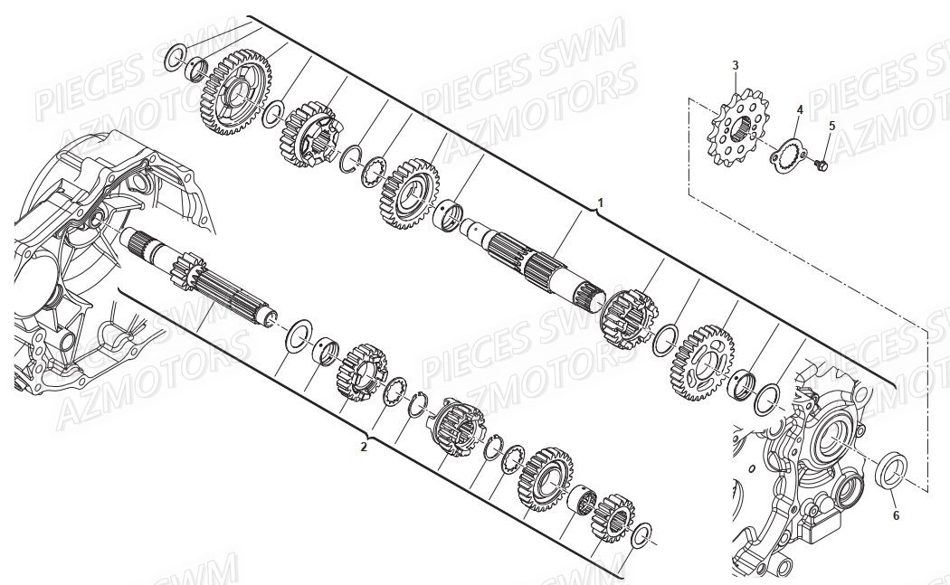 Transmission SWM Pieces SWM Origine GRAN MILANO 440 Euro 4
