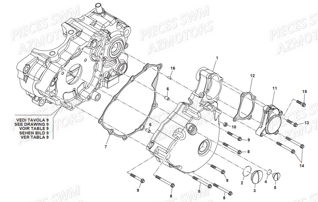 COUVERCLE_CARTER_GAUCHE SWM Pieces SWM Origine GRAN TURISMO 400