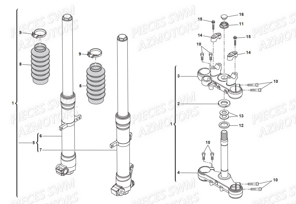 FOURCHE SWM Pieces SWM Origine GRAN TURISMO 400