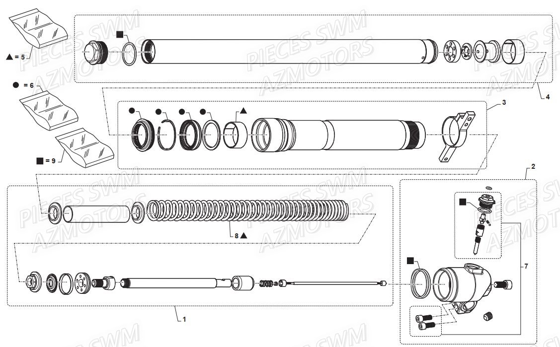 Fourche Droite SWM Pieces SWM Origine GRAN TURISMO 400