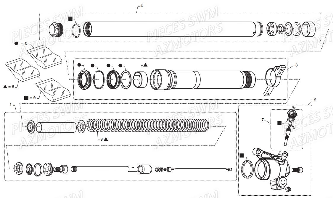 Fourche Gauche SWM Pieces SWM Origine GRAN TURISMO 400