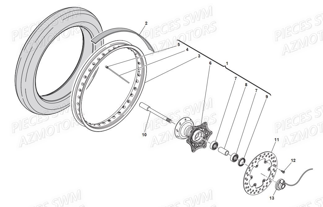 ROUE_AVANT SWM Pieces SWM Origine GRAN TURISMO 400