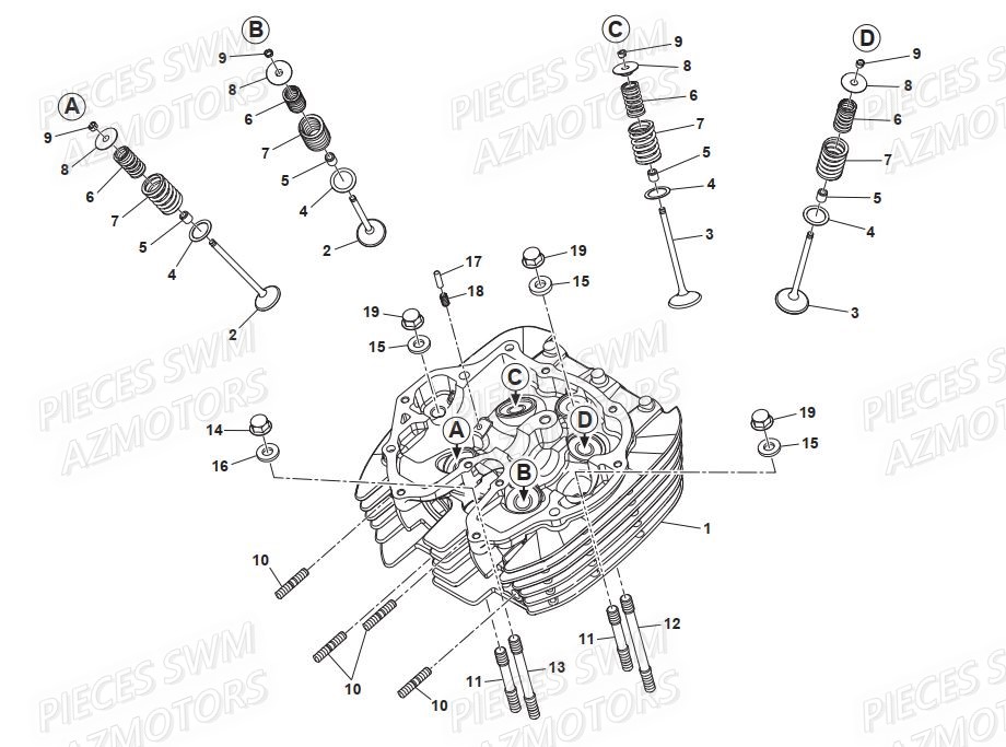 Culasse SWM Pieces SWM Origine GRAN TURISMO 440 EURO 3