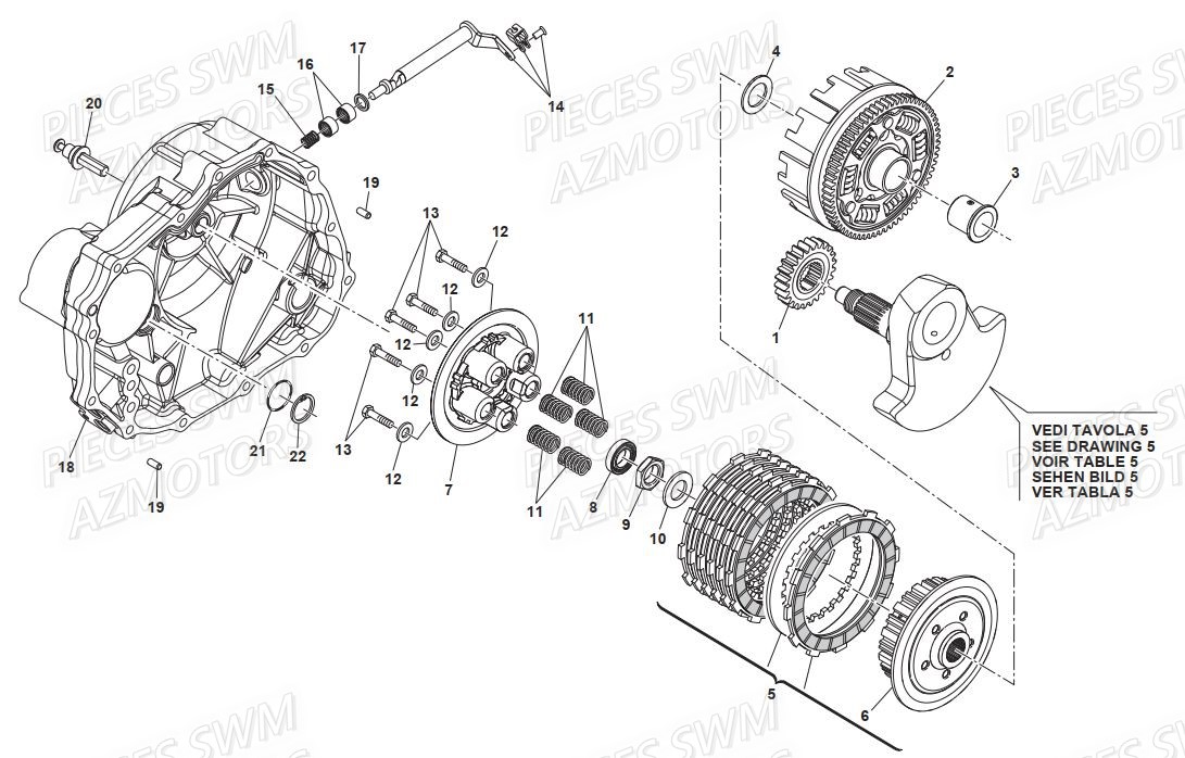 Embrayage SWM Pieces SWM Origine GRAN TURISMO 440 EURO 3