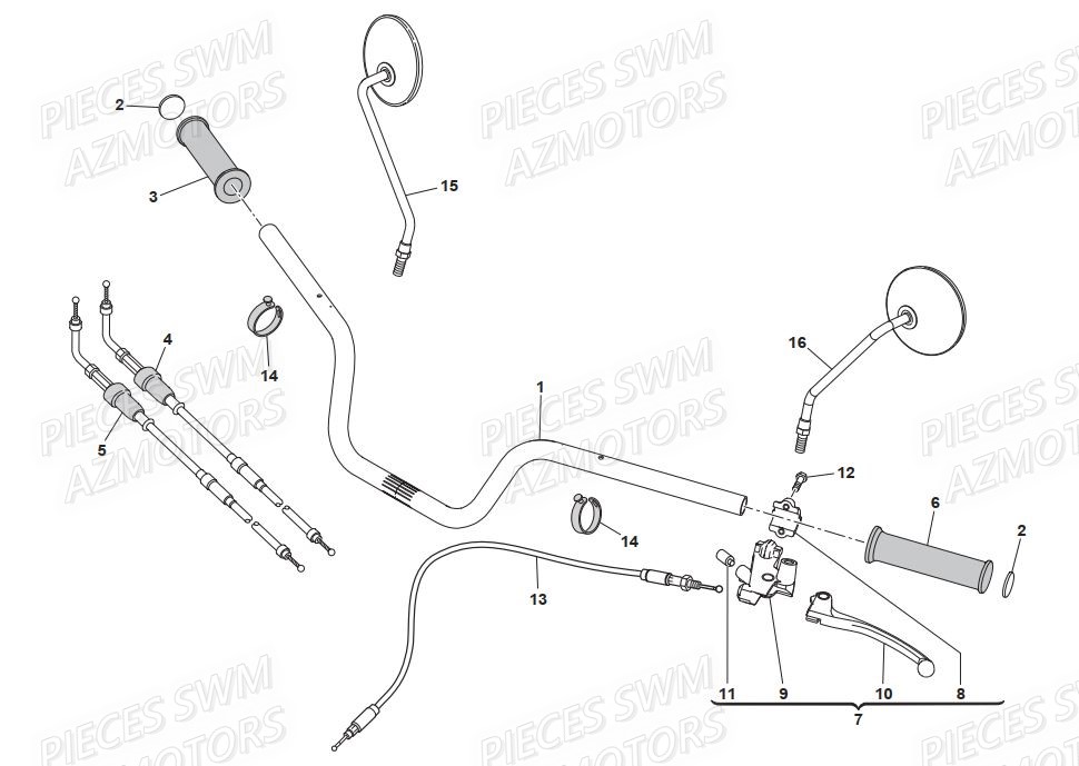 Guidon SWM Pieces SWM Origine GRAN TURISMO 440 EURO 3