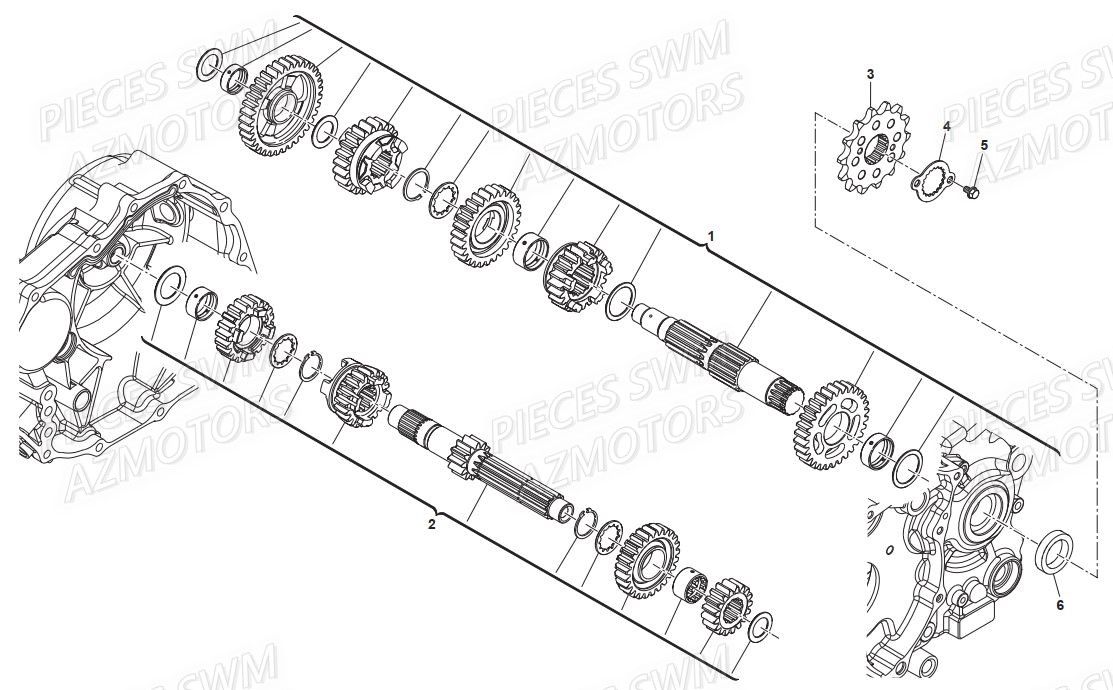 Transmission SWM Pieces SWM Origine GRAN TURISMO 440 EURO 3