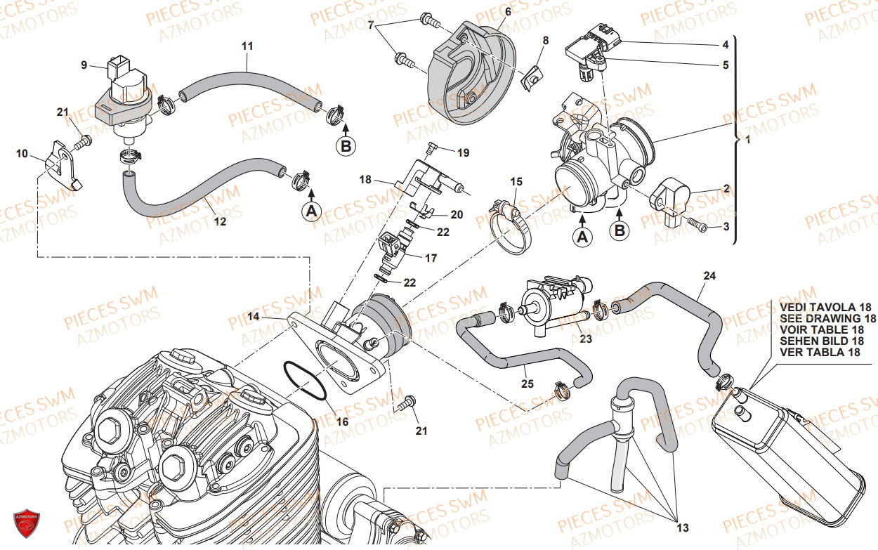 Corps Papillon SWM Pieces SWM Origine GRAN TURISMO 440 EURO 4