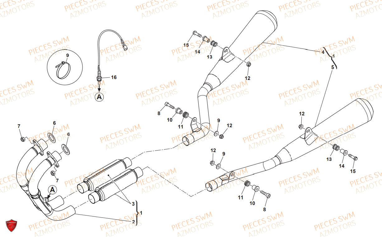 Echappement SWM Pieces SWM Origine GRAN TURISMO 440 EURO 4