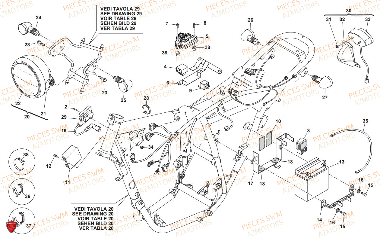 Equipement Electrique SWM Pieces SWM Origine GRAN TURISMO 440 EURO 4