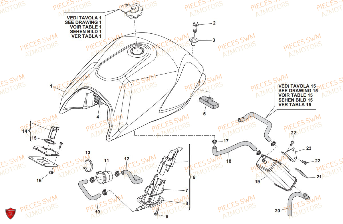 RESERVOIR SWM Pieces SWM Origine GRAN TURISMO 440 EURO 4 2017