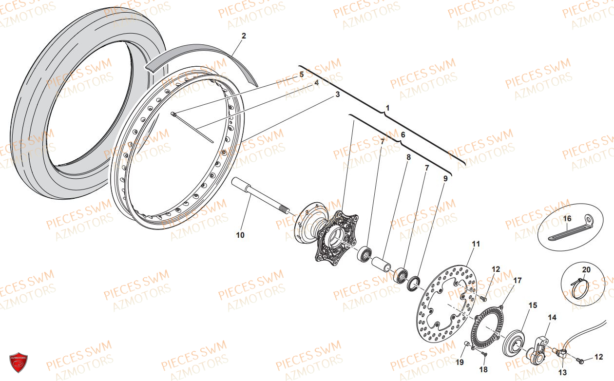 Roue Avant SWM Pieces SWM Origine GRAN TURISMO 440 EURO 4