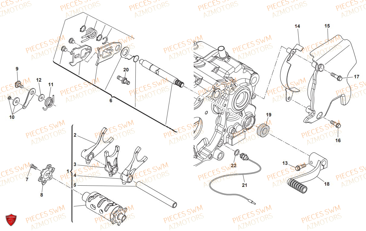Selecteur De Vitesses SWM Pieces SWM Origine GRAN TURISMO 440 EURO 4