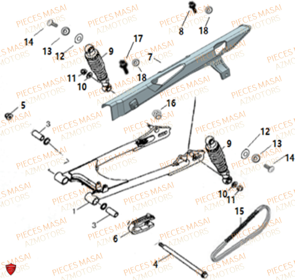 BRAS_OSCILLANT_SUSPENSION_ARRIERE MASAI Pièces Origine Masai Moto GREYSTONE 125 E4