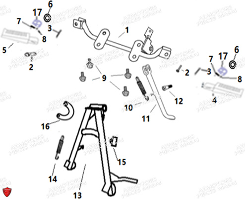 Cale Pied AZMOTORS Pièces Moto GREYSTONE 125 E4