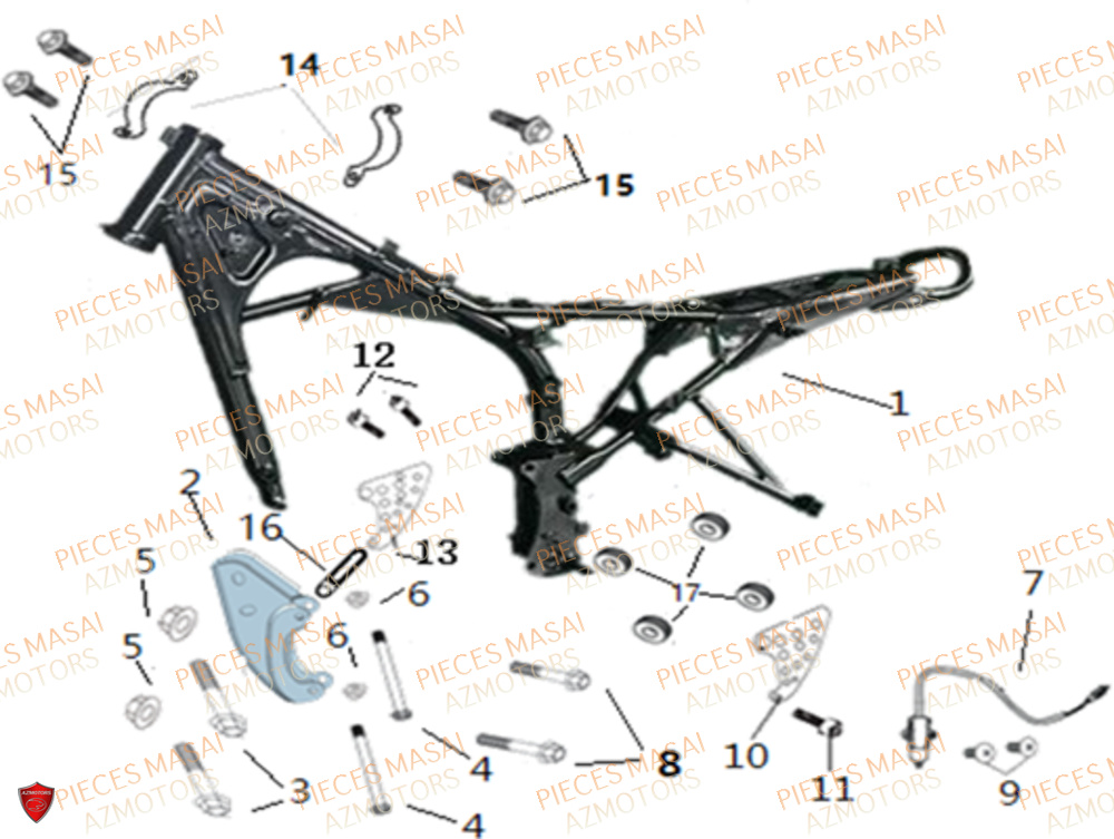 Chassis AZMOTORS Pièces Moto GREYSTONE 125 E4