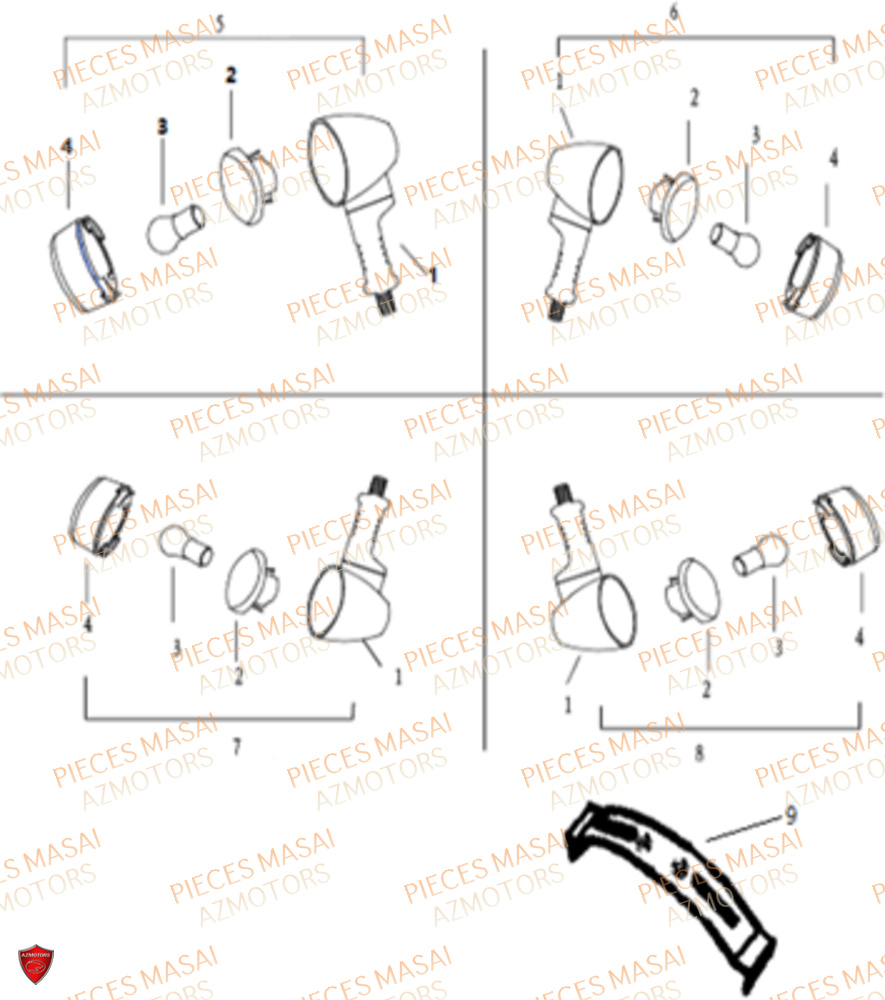 Clignotants AZMOTORS Pièces Moto GREYSTONE 125 E4