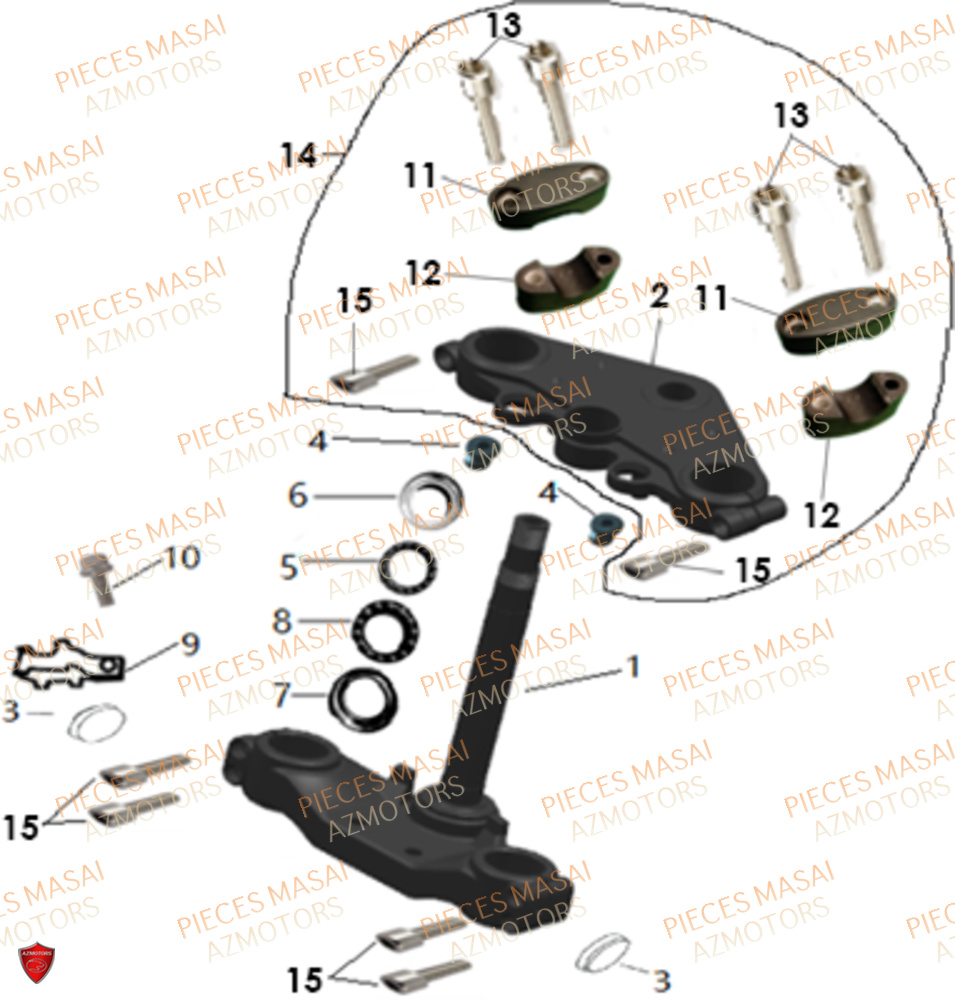 Colonne De Direction AZMOTORS Pièces Moto GREYSTONE 125 E4