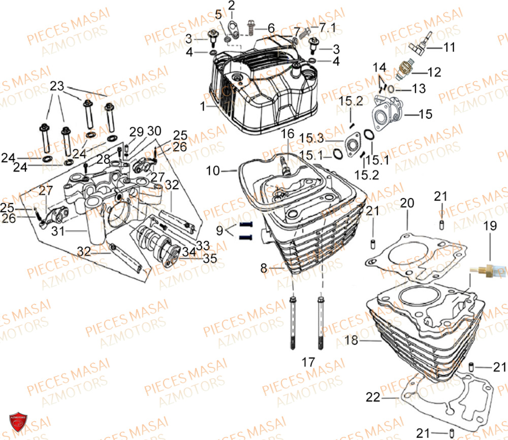 Culasse Et Cylindre AZMOTORS Pièces Moto GREYSTONE 125 E4