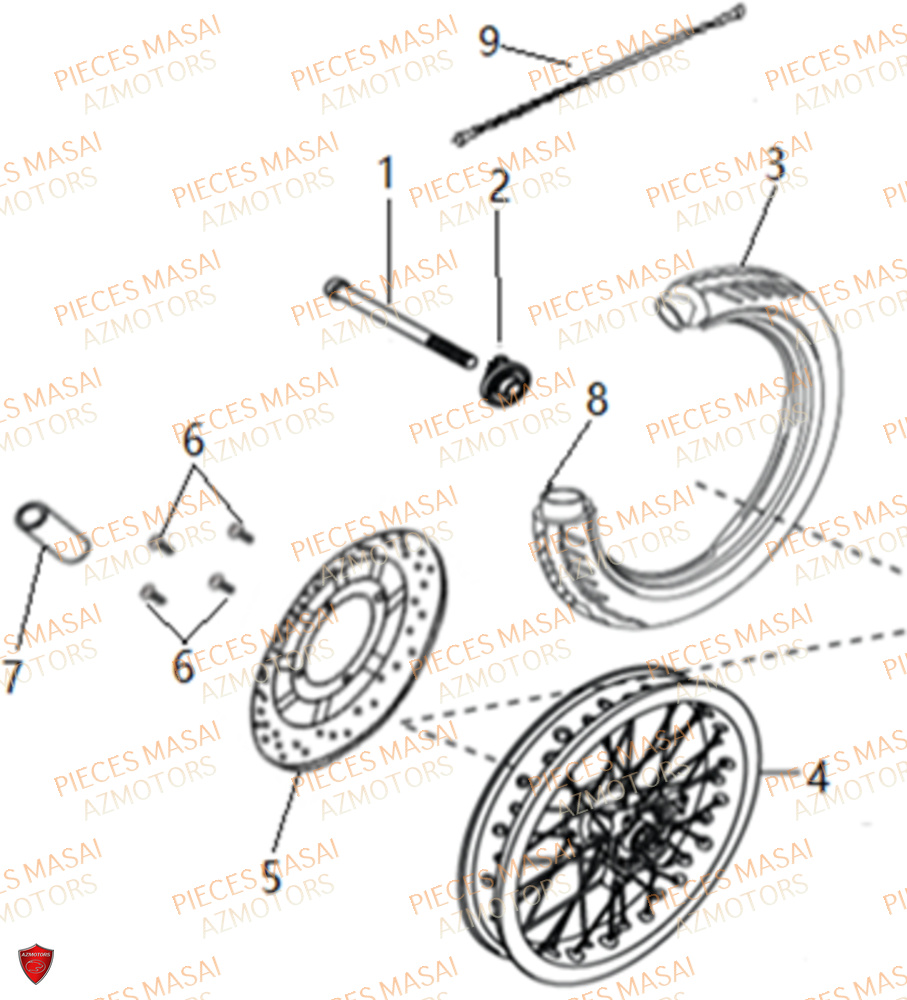 Roue Avant AZMOTORS Pièces Moto GREYSTONE 125 E4