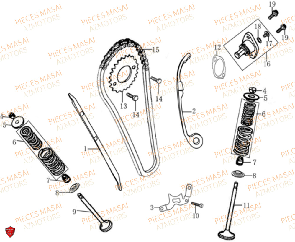 Soupapes Chaine Distribution AZMOTORS Pièces Moto GREYSTONE 125 E4