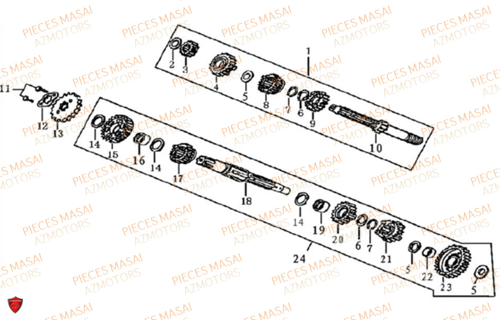 Transmission AZMOTORS Pièces Moto GREYSTONE 125 E4