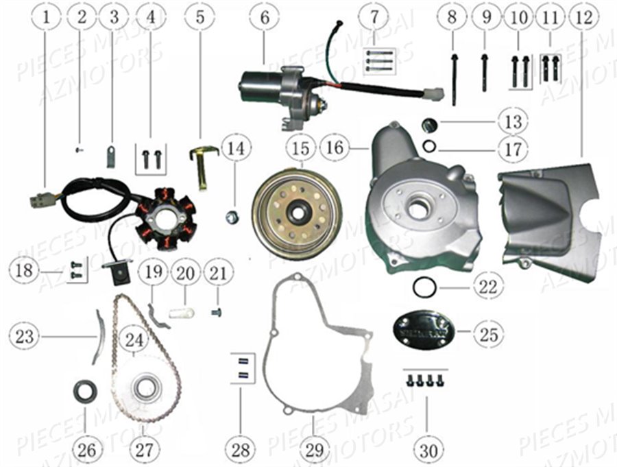 CACHE CARTER GAUCHE DEMARREUR ELECTRIQUE AZMOTORS GREYSTONE 50