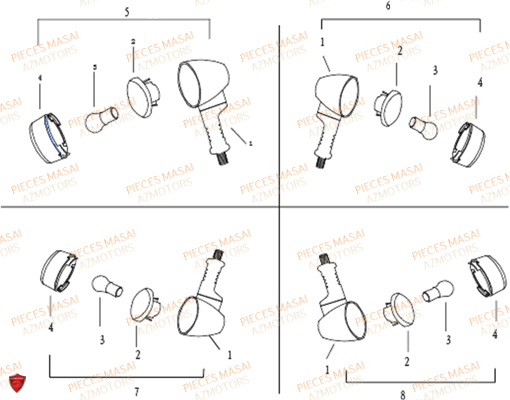 Clignotants MASAI Pièces Moto GREYSTONE 50cc