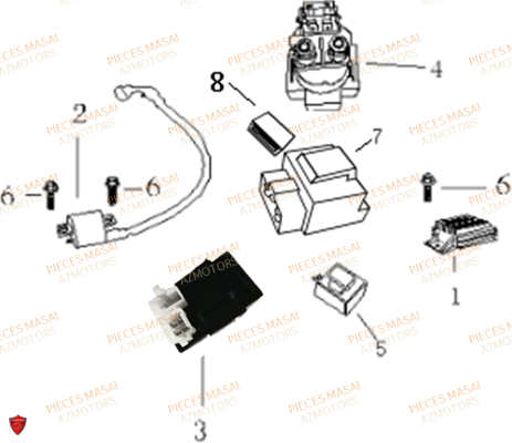 Composants Electroniques MASAI Pièces Moto GREYSTONE 50cc