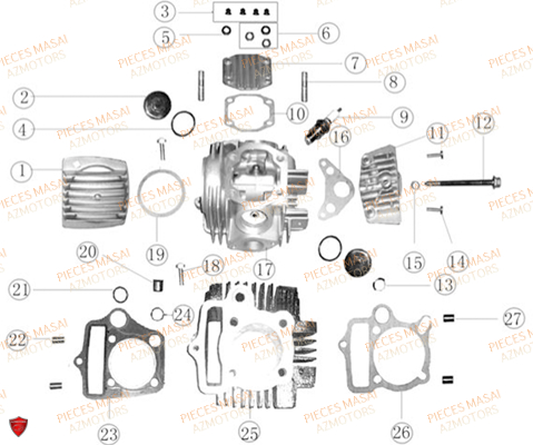 Cylindre MASAI Pièces Moto GREYSTONE 50cc