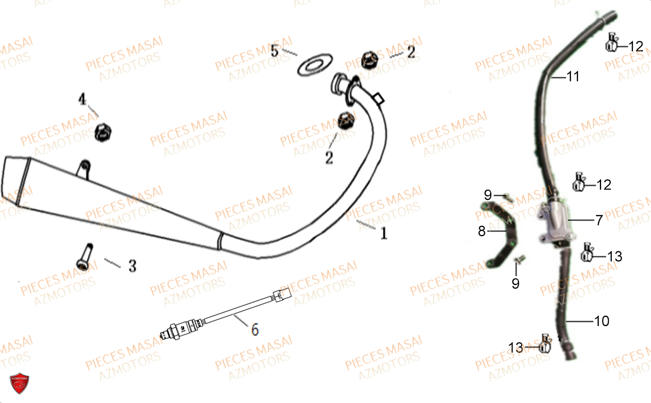 Echappement MASAI Pièces Moto GREYSTONE 50cc