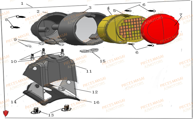 Eclairage Arriere MASAI Pièces Moto GREYSTONE 50cc