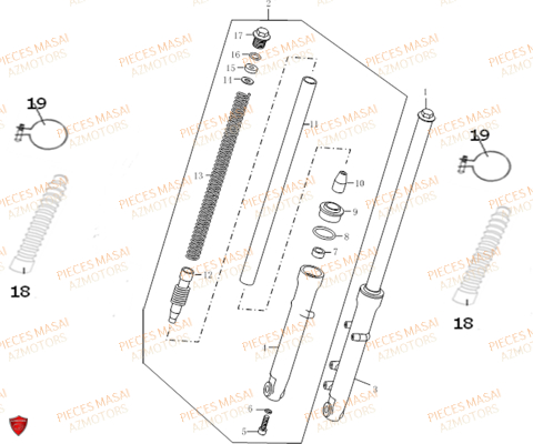 Fourche MASAI Pièces Moto GREYSTONE 50cc