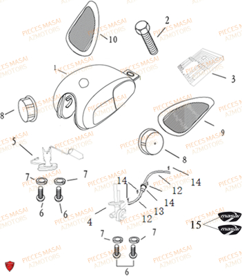 Reservoir MASAI Pièces Moto GREYSTONE 50cc