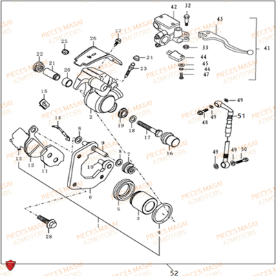 Systeme De Frein MASAI Pièces Moto GREYSTONE 50cc