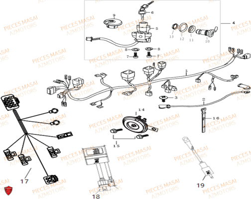 Systeme Electrique MASAI Pièces Moto GREYSTONE 50cc