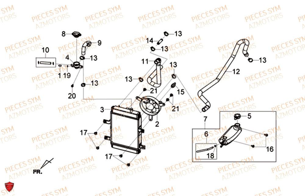Radiateur SYM Pièces GTS 125I EURO 4 - LN12WG-EU (2018-2020)
