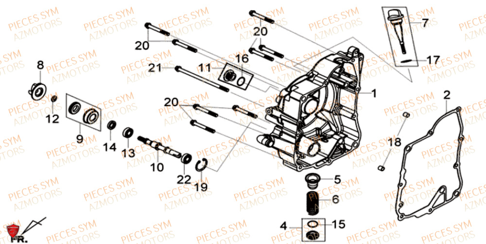 Couvercle De Carter Droit SYM Pièces GTS 125I SPORT EURO 4 - LN12WE-EU (2017-2020)