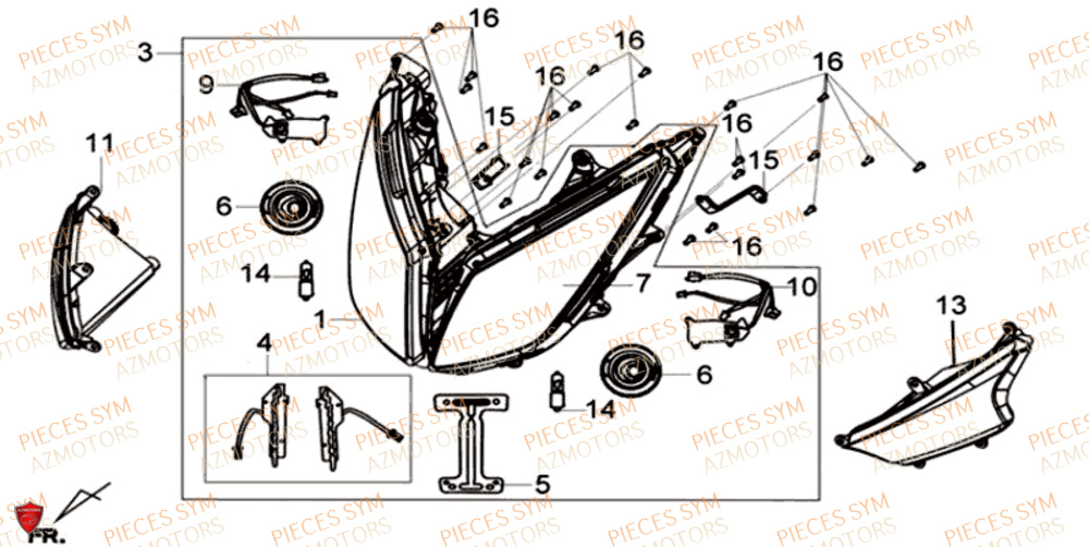 Eclairage SYM Pièces GTS 125I SPORT EURO 4 - LN12WE-EU (2017-2020)