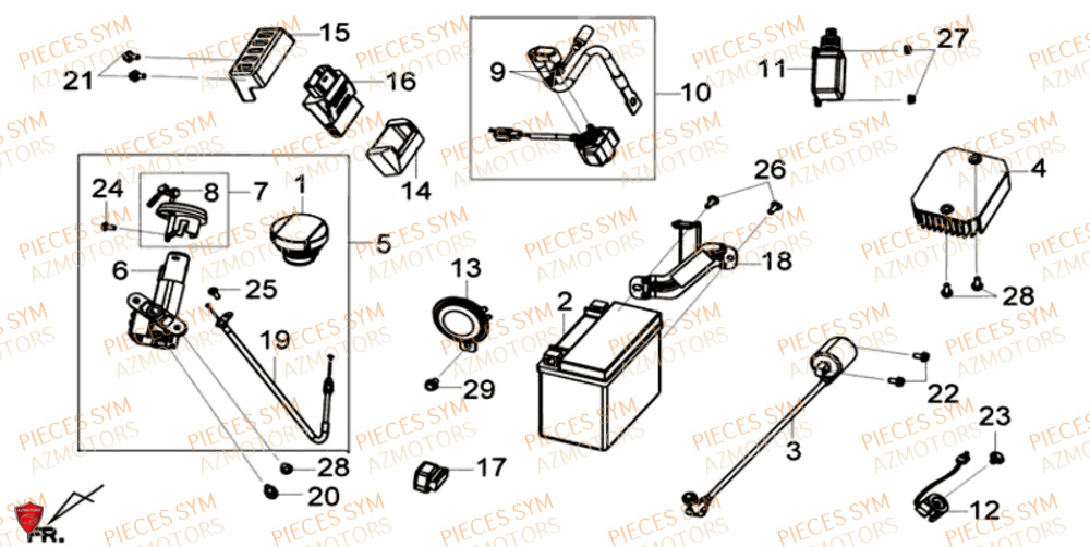 Equippement Electrique Batterie SYM Pièces GTS 125I SPORT EURO 4 - LN12WE-EU (2017-2020)