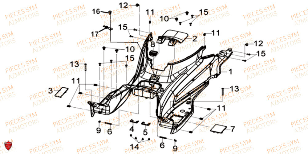 Plancher SYM Pièces GTS 125I SPORT EURO 4 - LN12WE-EU (2017-2020)
