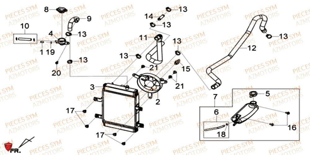 Radiateur SYM Pièces GTS 125I SPORT EURO 4 - LN12WE-EU (2017-2020)
