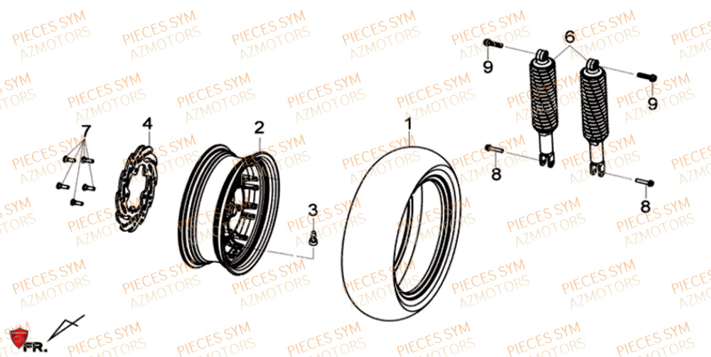 Roue Arriere SYM Pièces GTS 125I SPORT EURO 4 - LN12WE-EU (2017-2020)