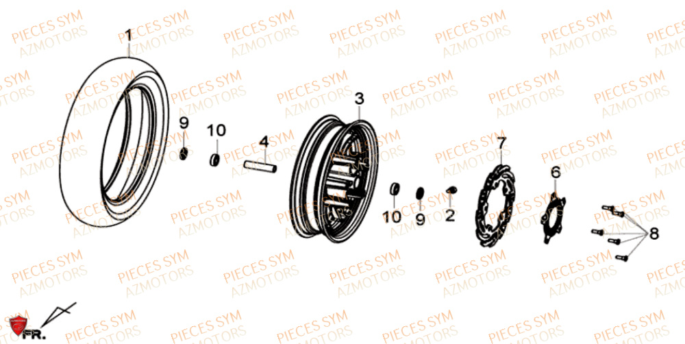 Roue Avant SYM Pièces GTS 125I SPORT EURO 4 - LN12WE-EU (2017-2020)