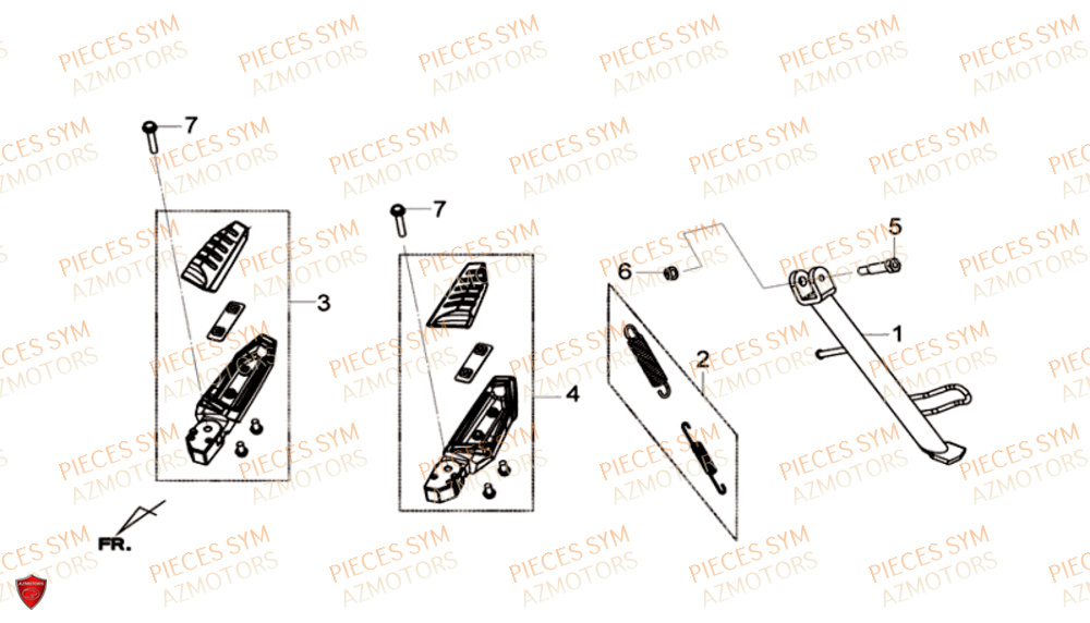 Bequille Laterale SYM Pièces GTS 300I ABS - LN30W9-EU (2017-2020)