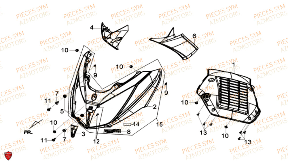 Carenages Avant SYM Pièces GTS 300I ABS - LN30W9-EU (2017-2020)