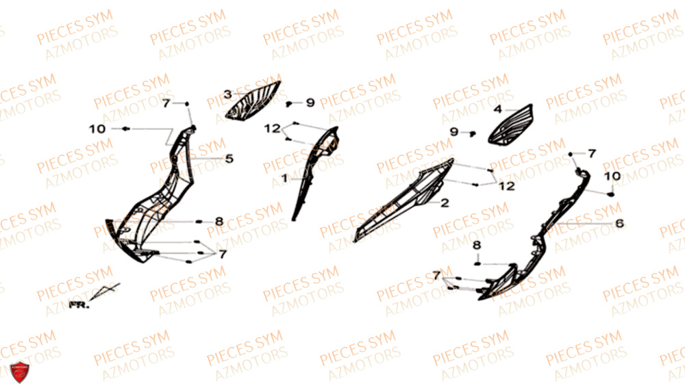 Carenages Lateraux SYM Pièces GTS 300I ABS - LN30W9-EU (2017-2020)